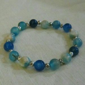 Blue agate gemstones bracelet gift boxed